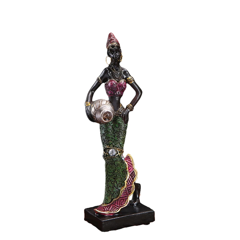 Estatueta de mulher africana, escultura em resina de 15,7 cm genérica
