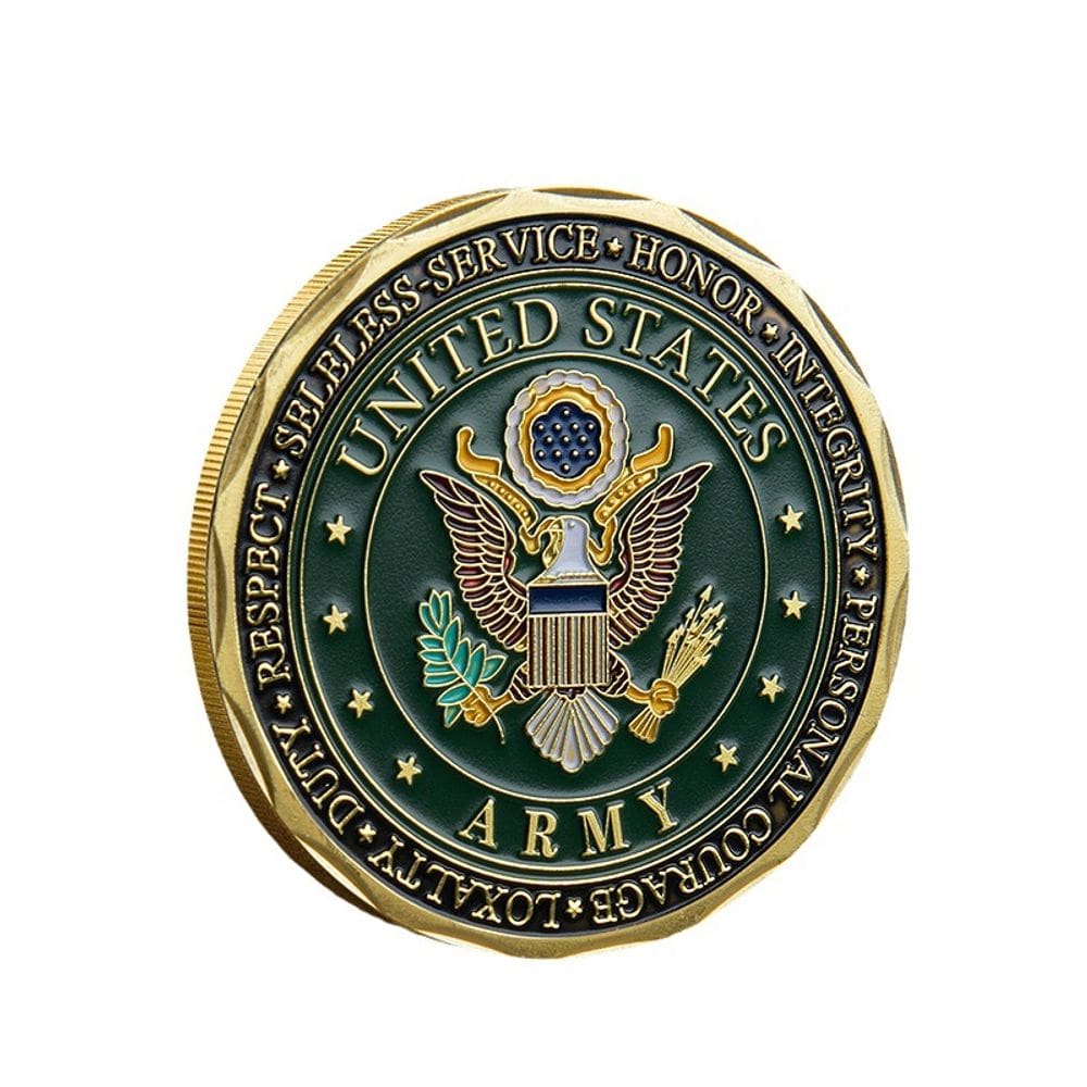 Moeda comemorativa do Exército dos EUA com Grande Selo e Esmalte Verde