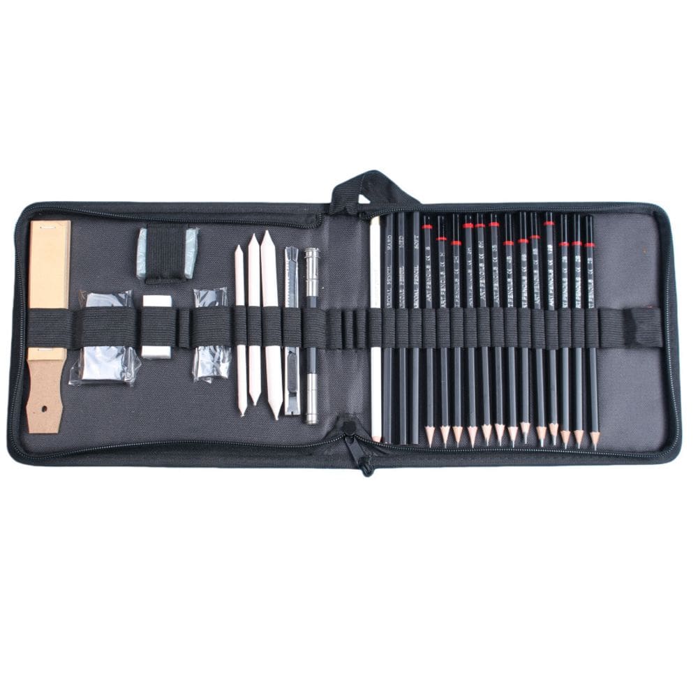 Conjunto de lápis Sketch Professional, 26 unidades com caneta e estojo de grafite