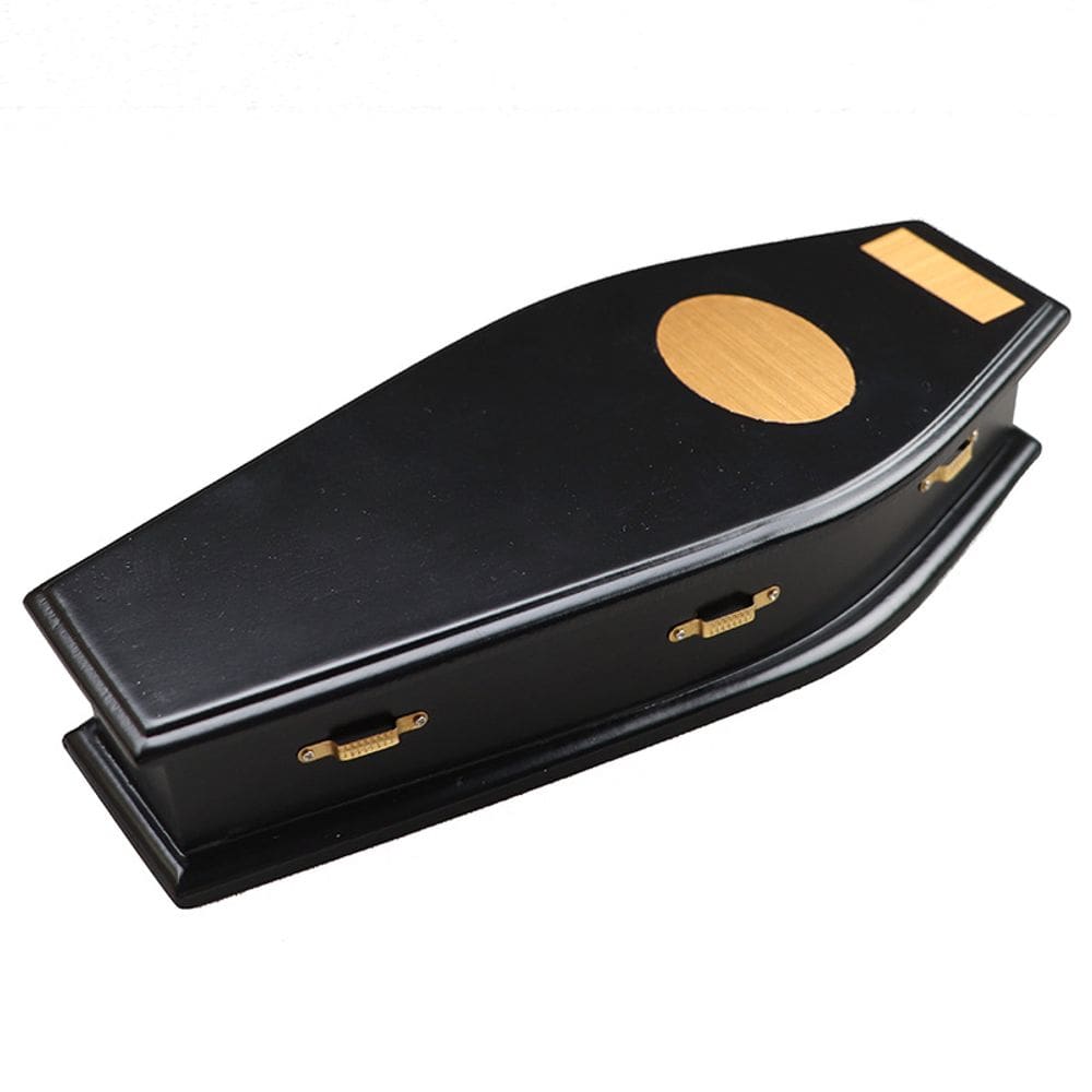 Móveis de casa de bonecas em miniatura, caixão preto de madeira, escala 1:12