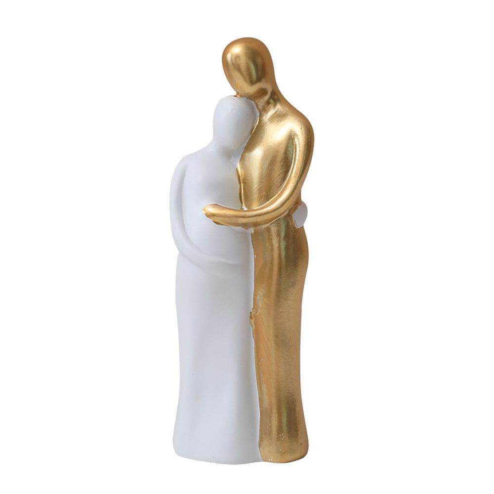 Escultura: figura abstrata de casal, resina moderna, 5x15cm