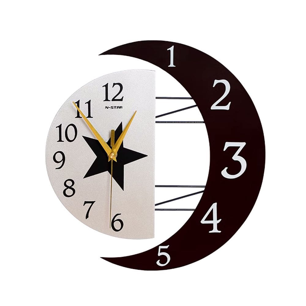 Relógio de parede Modern Star and Moon Design 31x32cm Silencioso