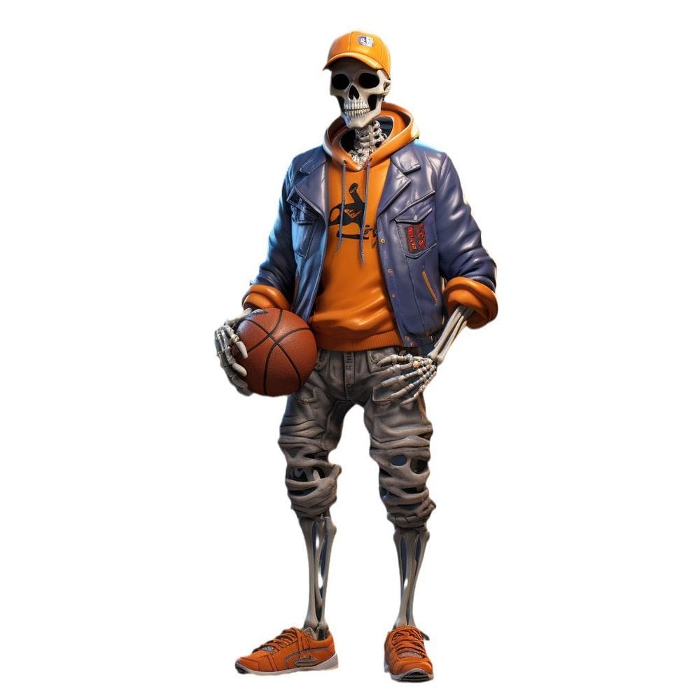 Figura: Escultura, esqueleto de Halloween, jogador de basquete, 15 cm