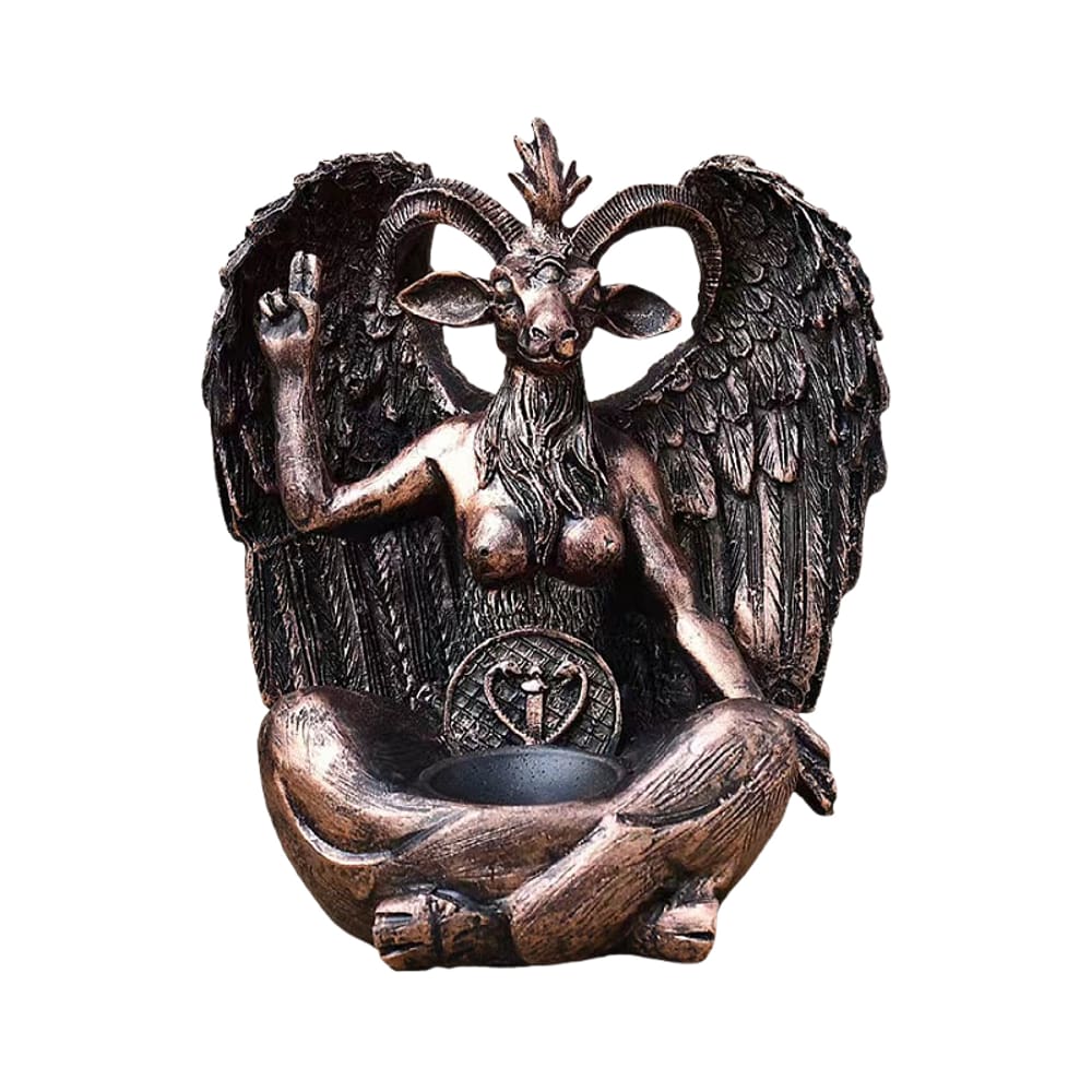 Estatueta de resina Sculpture Goat Satan de 19,5 cm com asas e cristal