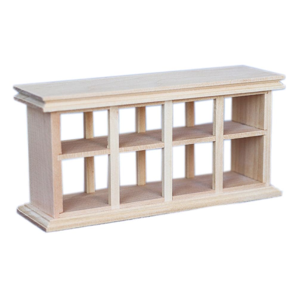 Prateleira de casa de bonecas em miniatura Rack de armazenamento de madeira em escala 1:12