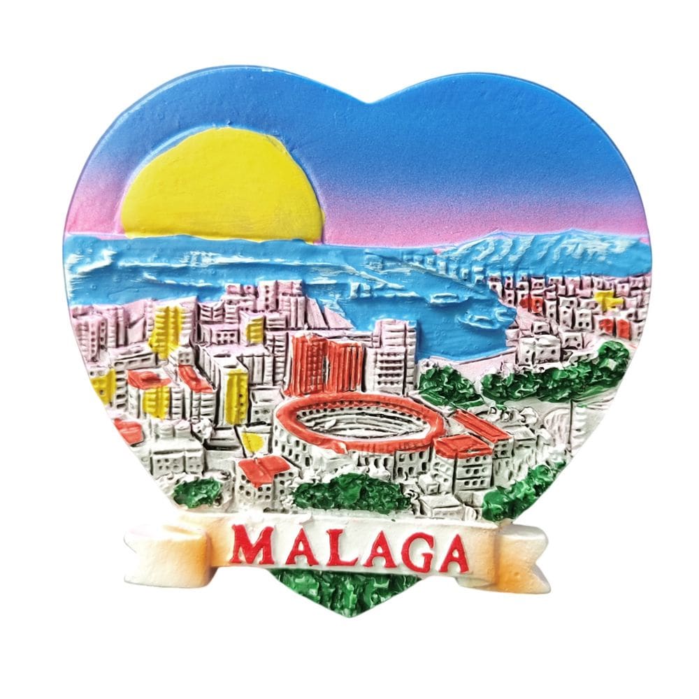 Imã de geladeira feito à mão em resina 3D de Málaga, lembrança da Espanha