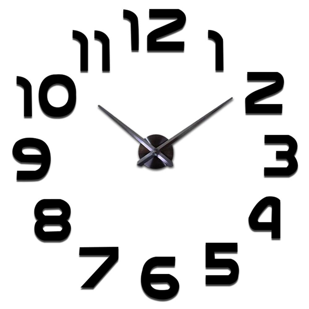 Relógio de parede 3D acrílico sem tique-taque silencioso grande número