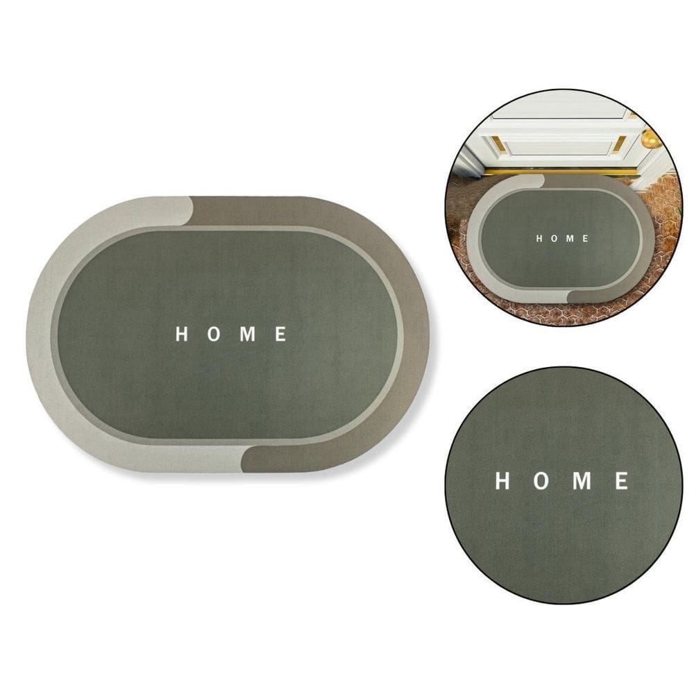 Tapete Redondo Home Verde Seca Rápido Emborrachado Casa Apto