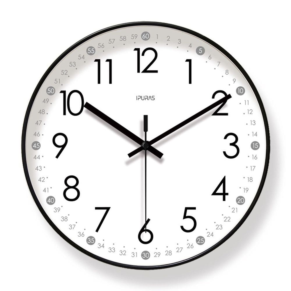 Relógio de parede silencioso, números fáceis de ler, relógio de quartzo de 30 cm