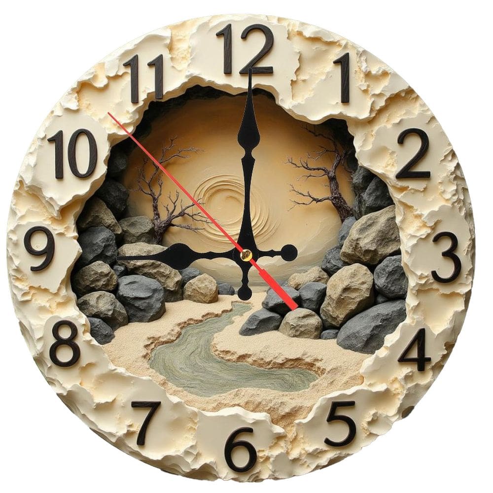 Relógio de parede Vintage 3D Desert Landscape Silent de 10 polegadas