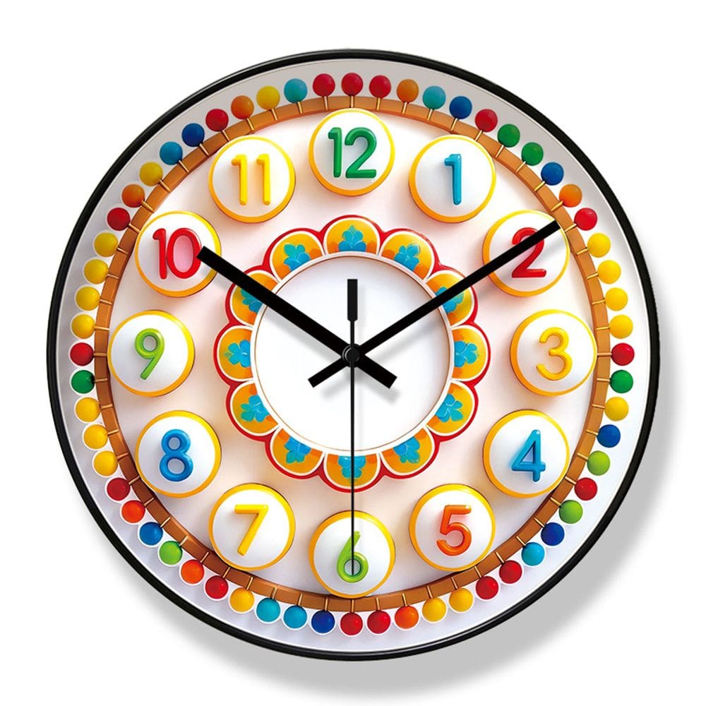 Relógio de parede criativo colorido de 30 cm, quartzo silencioso sem tique-taque