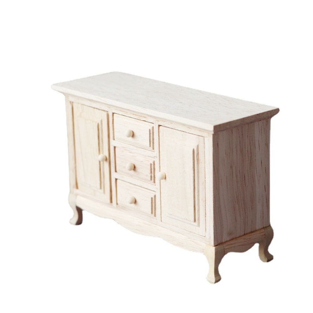 Aparador de madeira para móveis de casa de bonecas em miniatura em escala 1:12