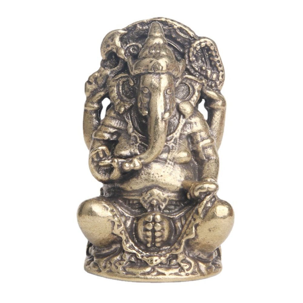 Estátua de latão Ganesha de 4,8 cm com acabamento antigo Estatueta de Deus Hindu