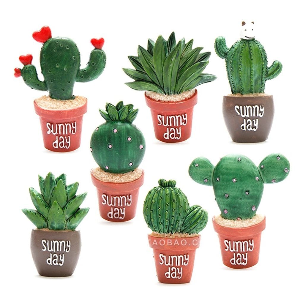 Ímãs de geladeira, resina de cacto fofa, 7 peças, design de plantas suculentas