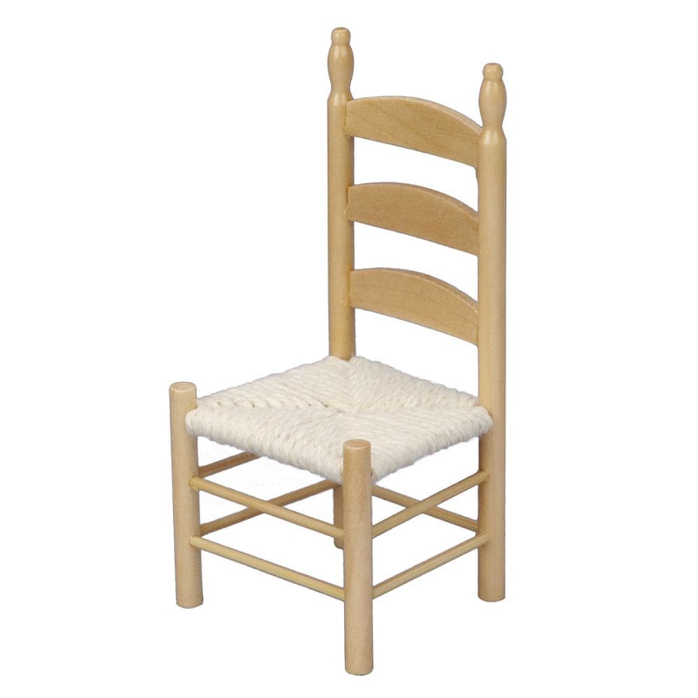 Cadeira de casa de bonecas em miniatura de madeira vintage em escala 1:12