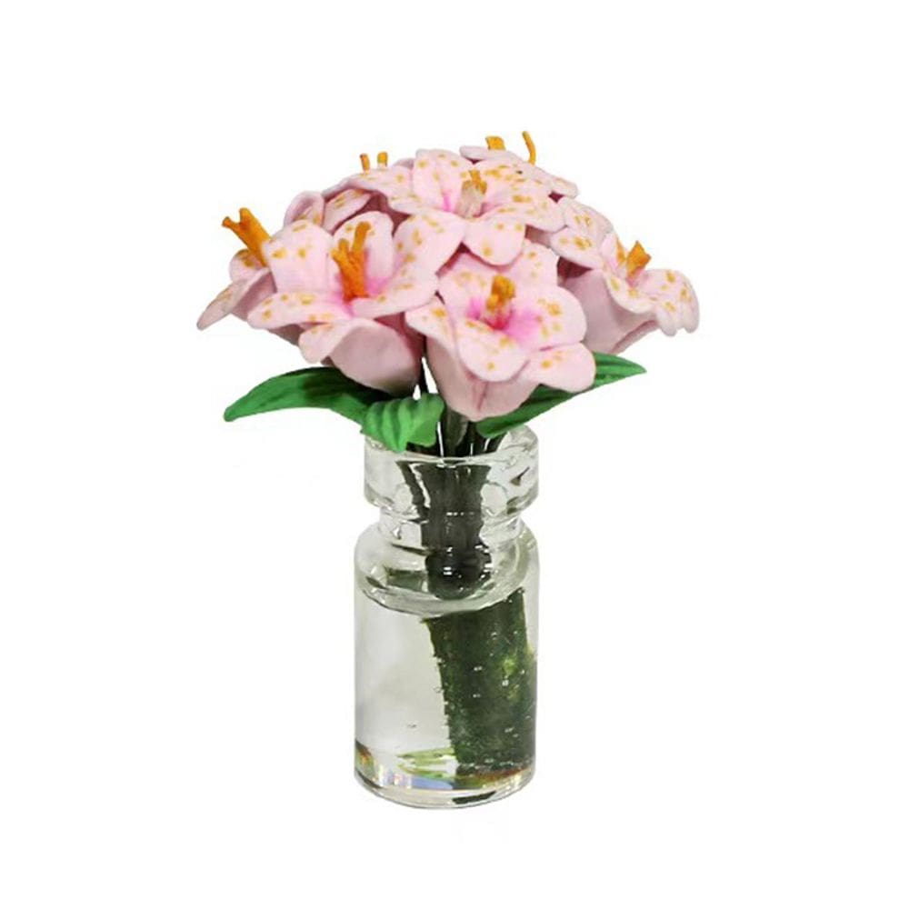 Vaso de flores de rosas em miniatura Dollhouse Vaso de vidro em escala 1:12
