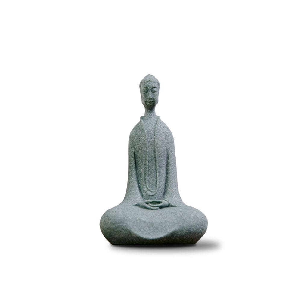 Escultura: Figura de Buda em arenito verde, estilo Wei do Norte