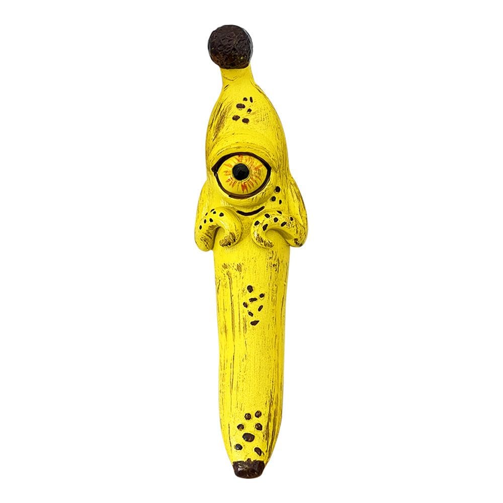 Escultura Estátua mágica de resina de banana com olho 15x4,5cm 120g