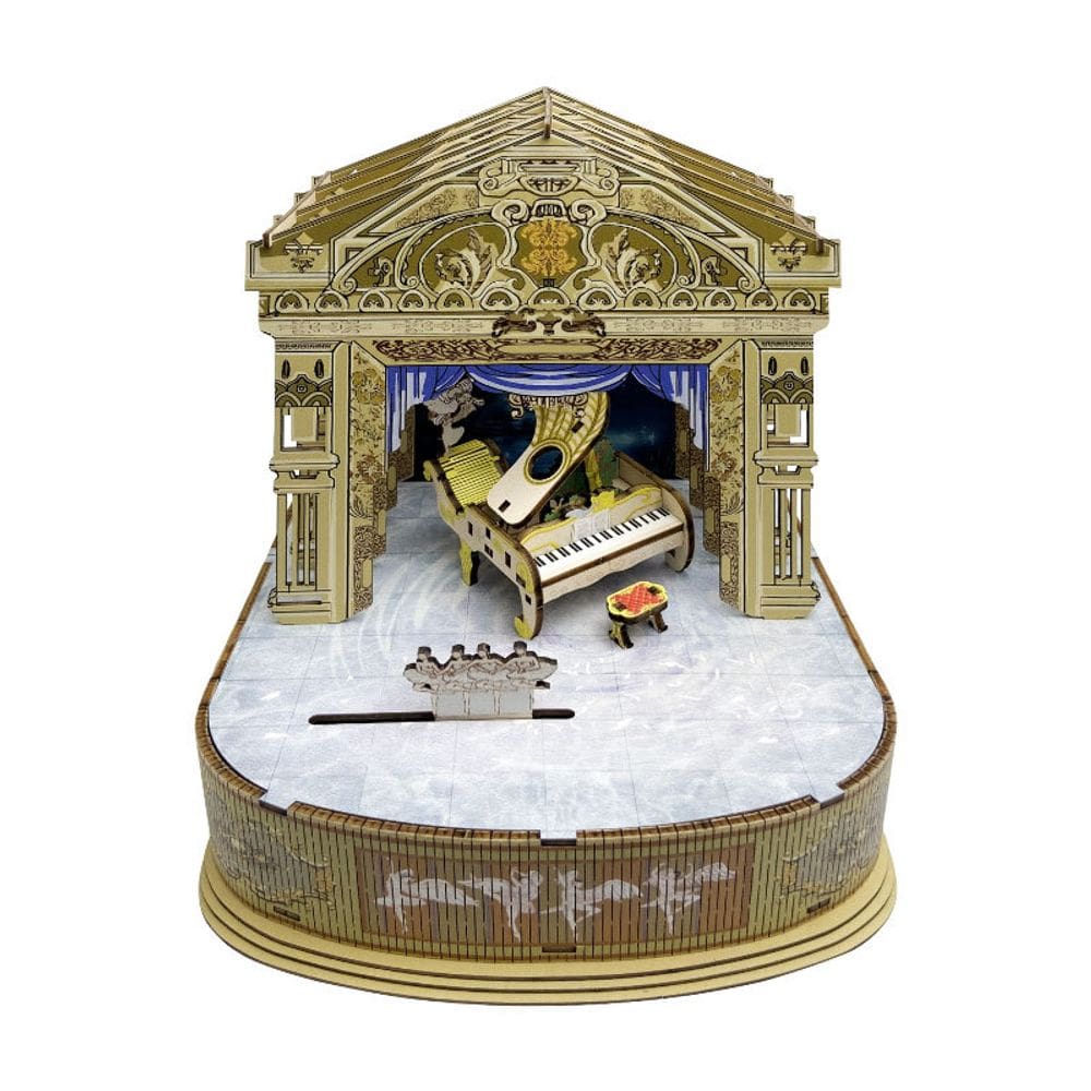 Kit de caixa de música, piano de teatro clássico 3D, manivela de madeira