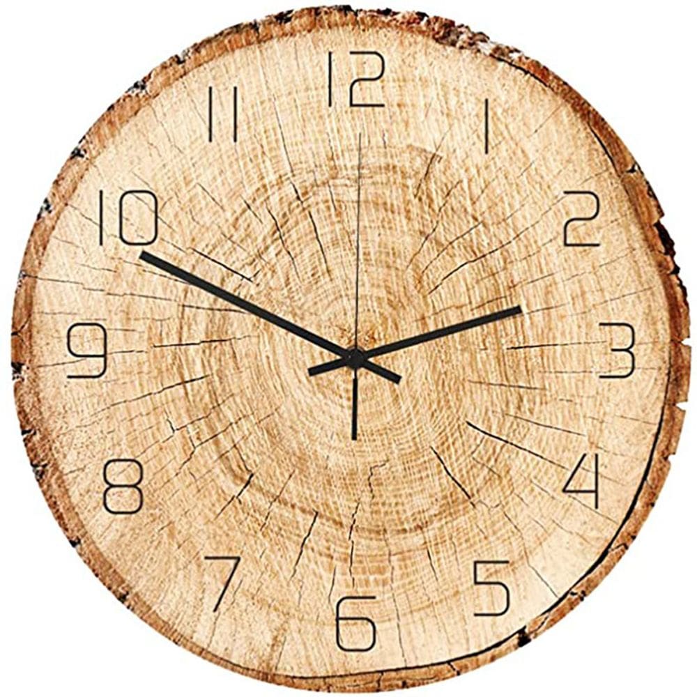 Relógio de parede Wood Grain Silent Non-Ticking 30cm