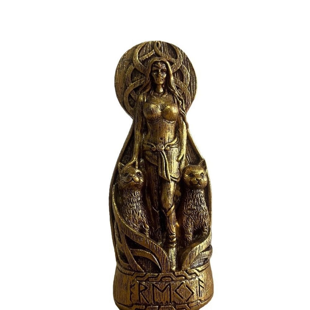 Escultura Viking Pagan Goddess Resin, estatueta de 25 cm com gatos