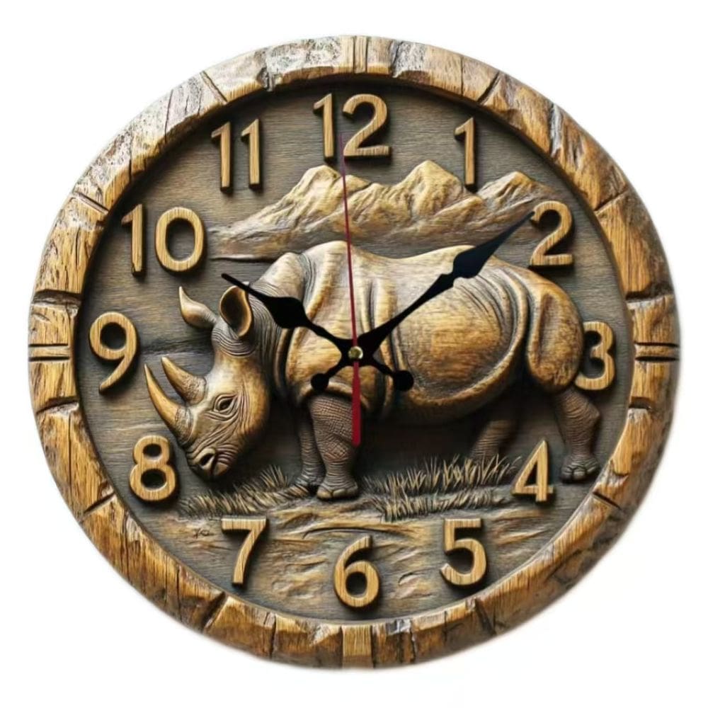Relógio de parede Rhino 3D Non-Ticking Silent 30x30cm MDF