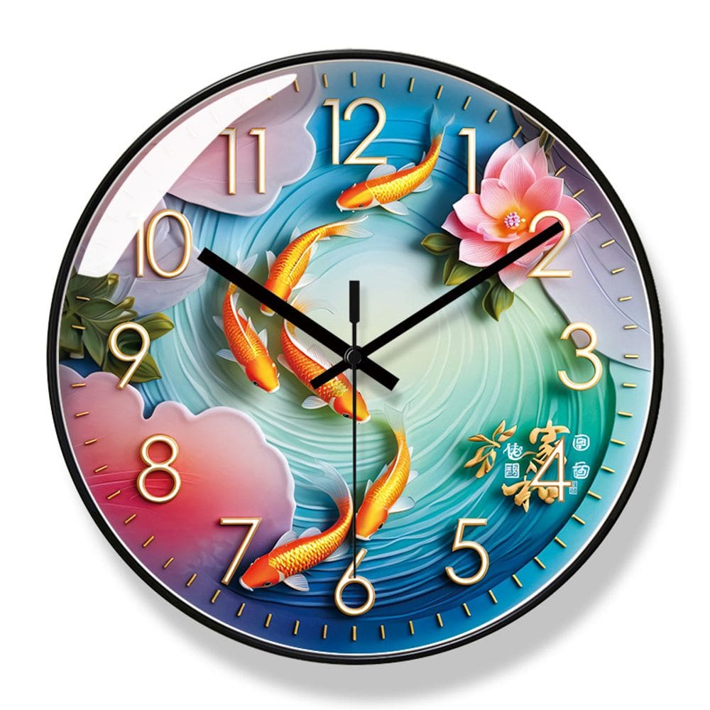 Relógio de parede Koi Fish Design 30 cm Silent Non-Ticking