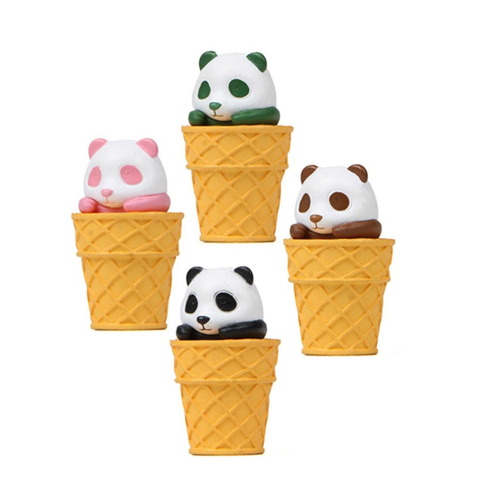 Imãs de geladeira Panda Ice Cream Cone 3D, conjunto de 4