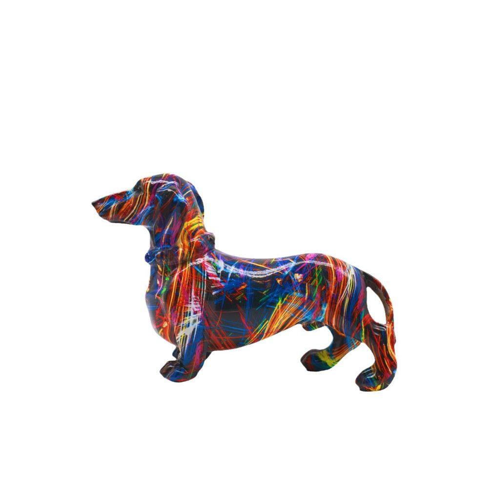 Escultura colorida de resina para cães Dachshund 21 cm, artística moderna