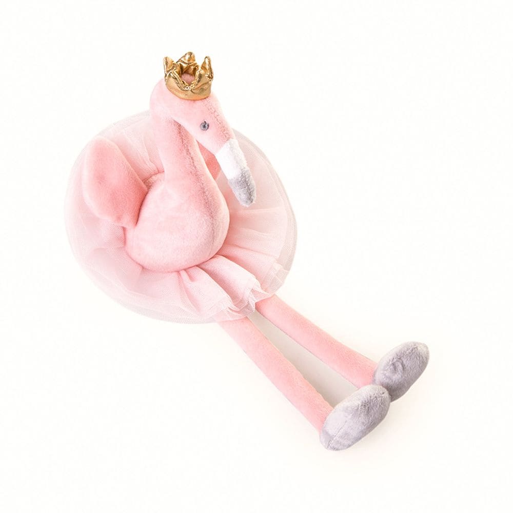 Boneca de brinquedo de pelúcia Flamingo rosa macio com coroa e tutu de 35 cm