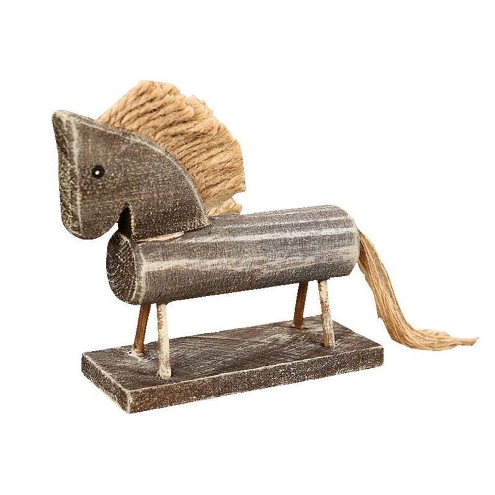 Estátua de escultura: cavalo de madeira rústico, estilo country vintage