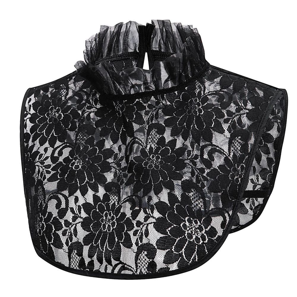 Coleira falsa de renda preta gótica removível para mulheres