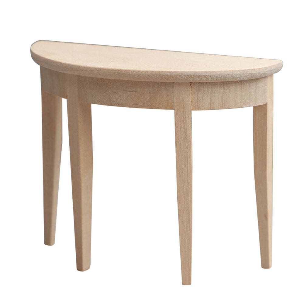 Móveis de casa de bonecas em miniatura, mesa semi-redonda de madeira 1:12