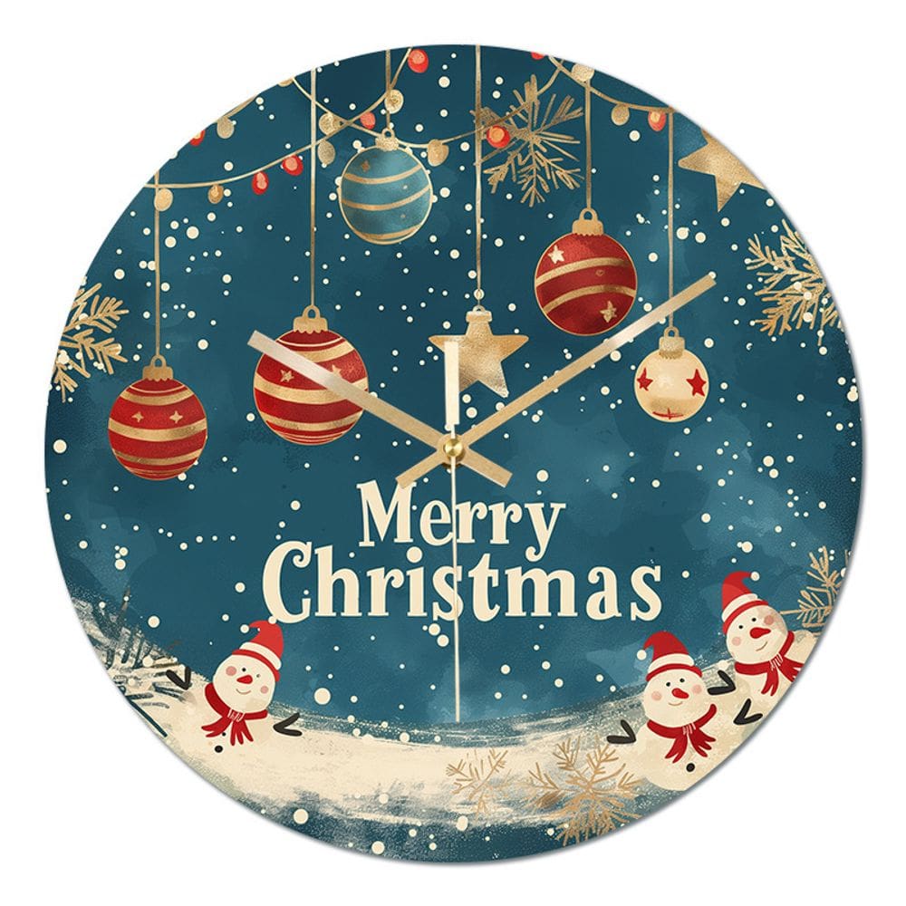 Relógio de parede, Natal, temporada de férias, decoração, bonecos de neve, 30 cm