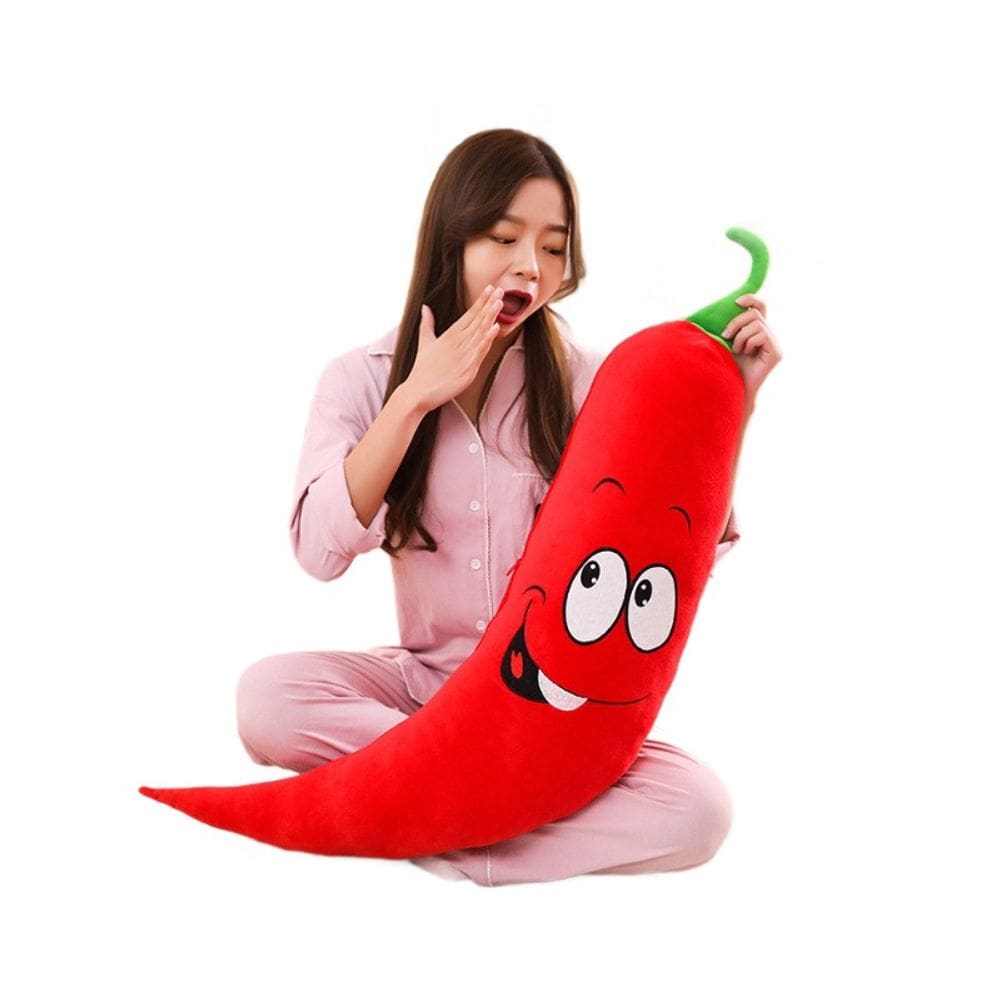 Boneca de pelúcia Chili Pepper de 80 cm - Pimenta vermelha recheada de desenho animado