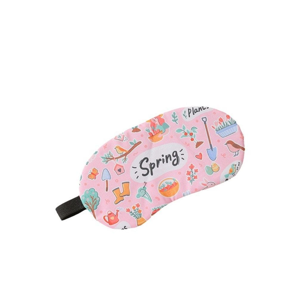 Máscara de olhos com tema de primavera, desenho animado, planta e pássaro para dormir