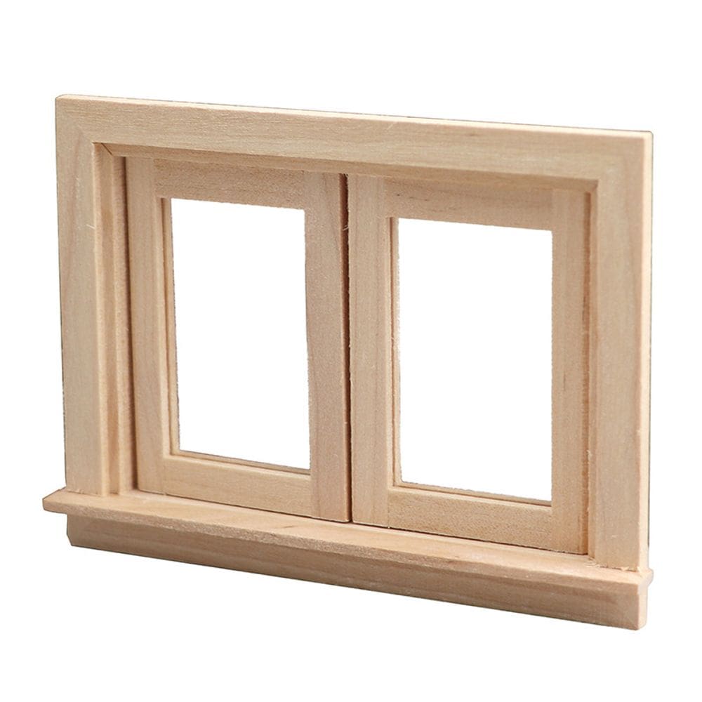 Janela de madeira em miniatura Dollhouse escala 1:12 inacabada