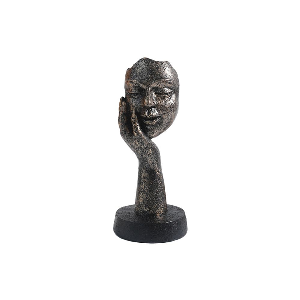 Estátua de escultura em mini resina facial abstrata nórdica de 15 cm