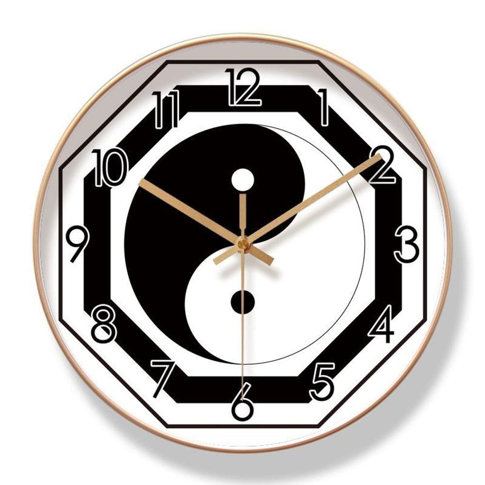 Relógio de parede Yin Yang 30 cm de quartzo silencioso sem tique-taque