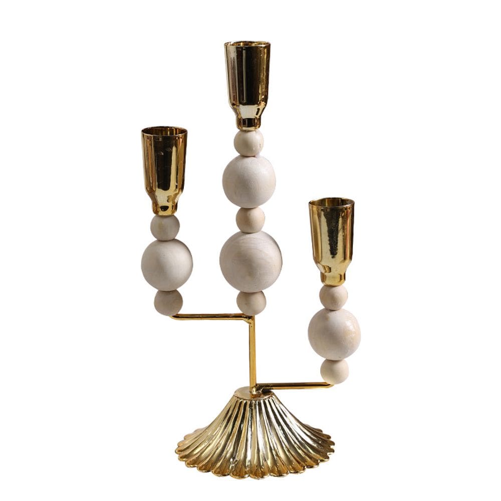 Escultura de castiçal em madeira vintage criativa em estilo francês