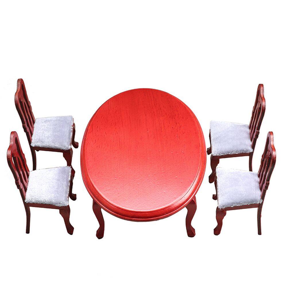 Conjunto de móveis Dollhouse, mesa de sequoia em miniatura em escala 1:12