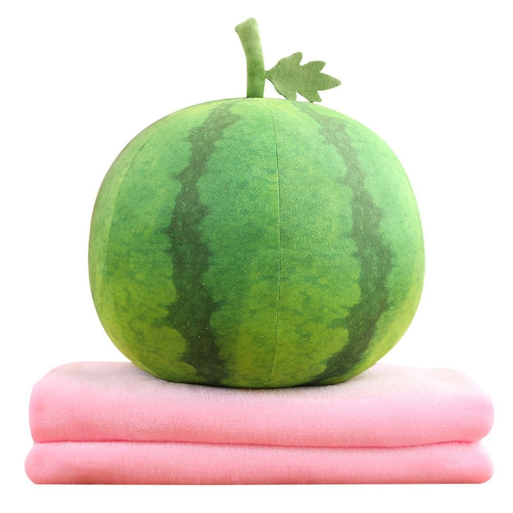 Boneca de melancia de desenho animado de pelúcia macia de 25 cm com cobertor