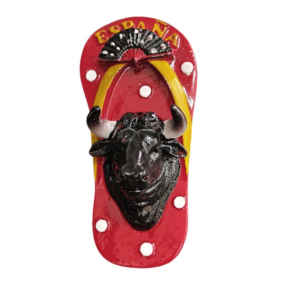 Ímã de geladeira feito à mão na Espanha Bull Head Flip Flop, resina 3D