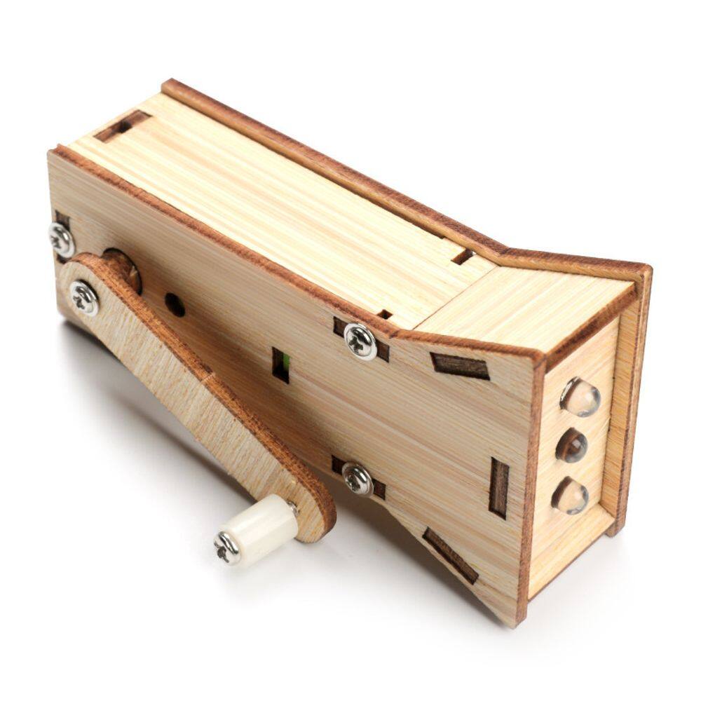 Kit de experimentos científicos STEM, lanterna de manivela de madeira