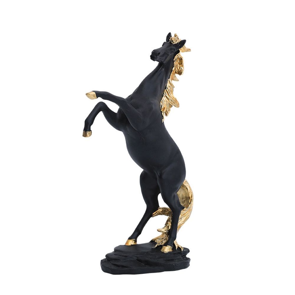 Escultura Black Horse Rearing Stallion Resin Statue 30cm