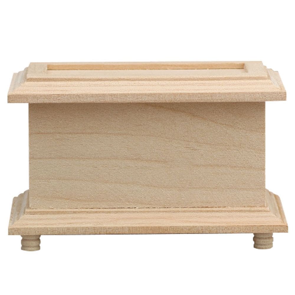 Baú de armazenamento de madeira para móveis de casa de bonecas em miniatura, escala 1:12