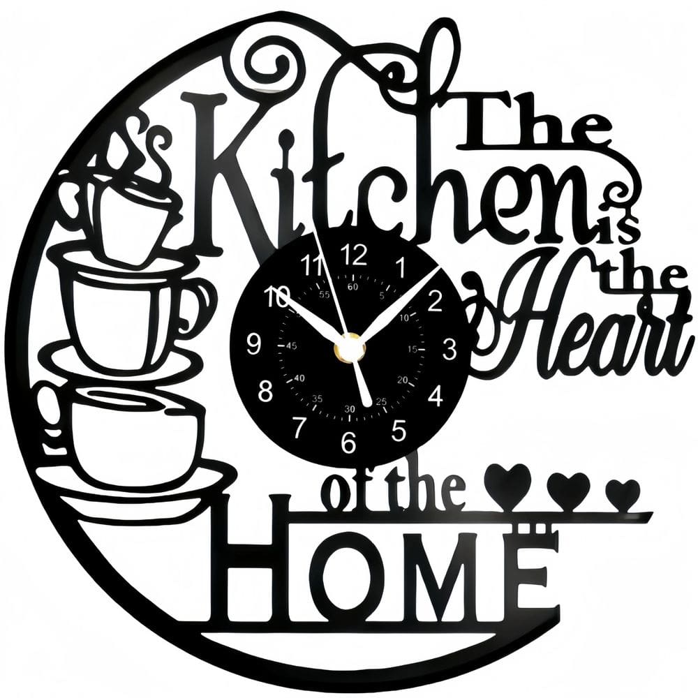 Relógio de parede com tema de café, cozinha, 30x30cm, plástico