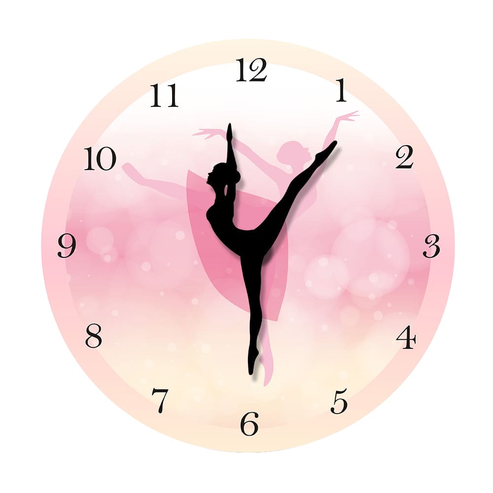 Relógio de parede Ballet Dancer Pink Dance Theme 30 cm de plástico
