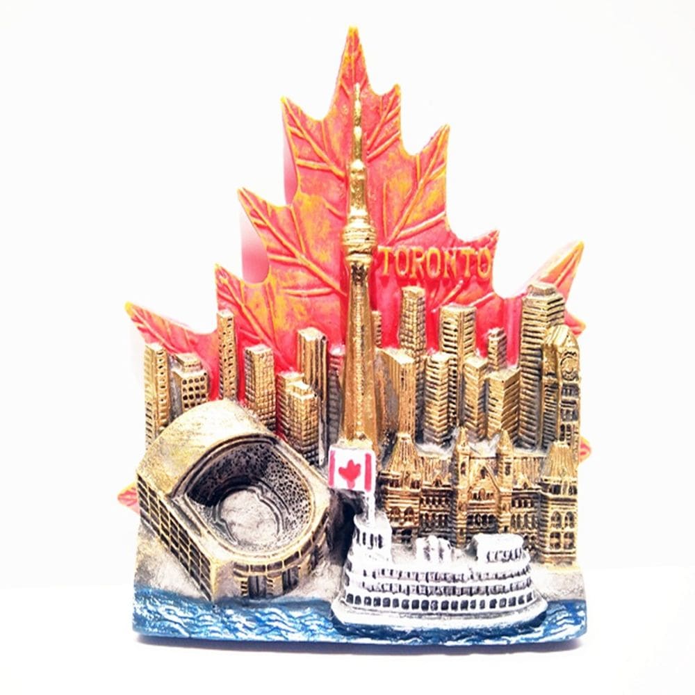 Ímã de geladeira Toronto City Skyline com resina Maple Leaf 3D