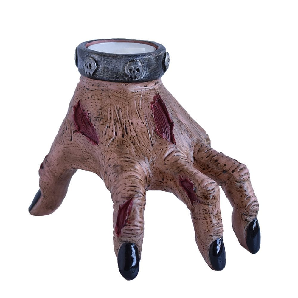 Escultura de lanterna de mão de zumbi de Halloween em resina de 12 cm